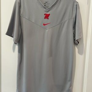 Ole Miss Nike Men's Gray and Red Dri-FIT Jersey